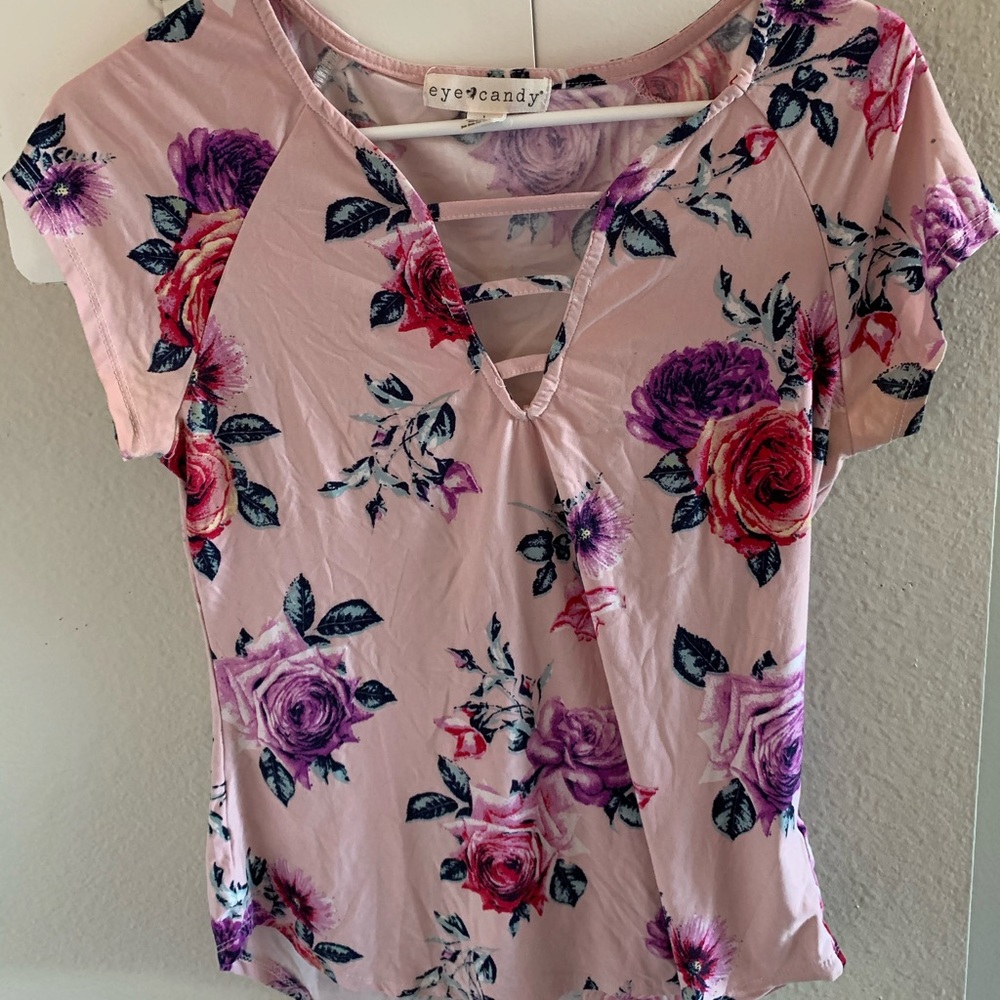 Pink flower shirt